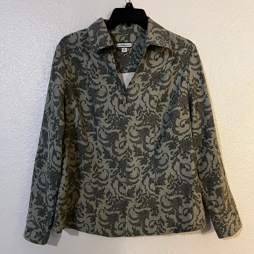 Green Casual Zippered Blazer Jacket Sz M
